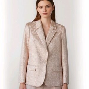 ZARA BASIC Womens Light Pink Gold Textured Brocade Blazer Jacket Size S